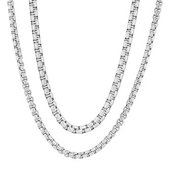 Steel Nation Men's Stainless Steel Polished Double Chain Necklace