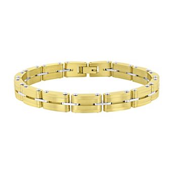 Steel Nation Men's Gold Tone Stainless Steel Double Row Bracelet