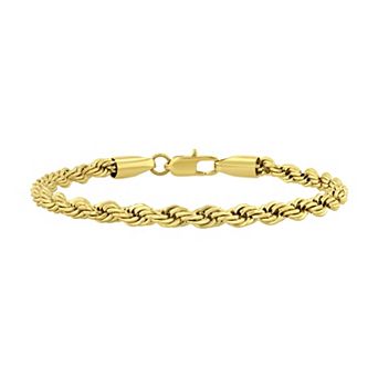 Steel Nation Men's Gold-Tone Stainless Steel Polished Rope Bracelet