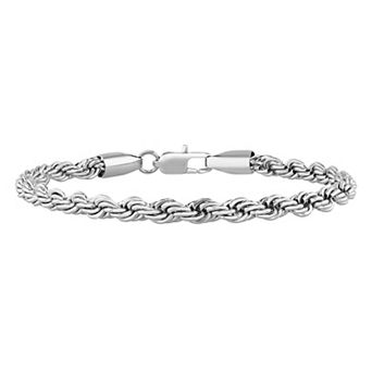 Steel Nation Men's Stainless Steel Polished Rope Bracelet