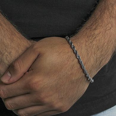 Steel Nation Men's Stainless Steel Polished Rope Bracelet