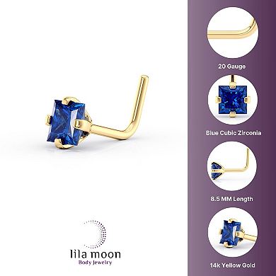 Lila Moon 14k Gold Square Cubic Zirconia Nose Ring Stud