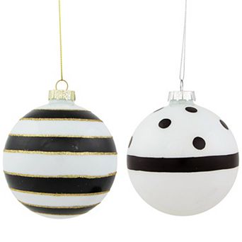 Northlight Set of 2 Striped & Dotted Christmas Ornament