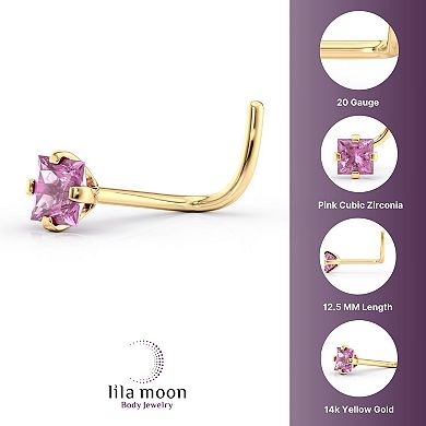 Lila Moon 14k Gold Gemstone Curved Nose Ring Stud