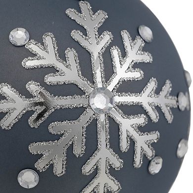Northlight Set of 2 Glitter Mirrored Snowflakes 4-Inch Christmas Glass Ball Ornaments