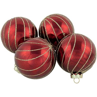 Northlight 4-pk. Glitter Swirl Stripes Christmas Ornaments
