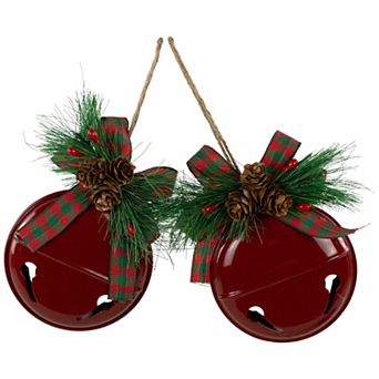 Northlight Set of 2 Jingle Bells with Pinecone Bows Christmas Ornaments