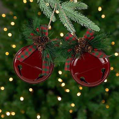 Northlight Set of 2 Jingle Bells with Pinecone Bows Christmas Ornaments