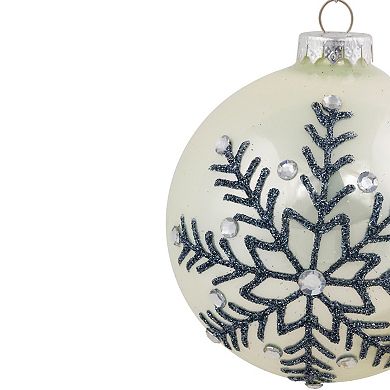 Northlight Set of 2 Glittered Snowflake Glass Ball Christmas Ornaments