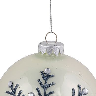 Northlight Set of 2 Glittered Snowflake Glass Ball Christmas Ornaments