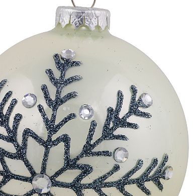 Northlight Set of 2 Glittered Snowflake Glass Ball Christmas Ornaments
