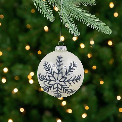 Northlight Set of 2 Glittered Snowflake Glass Ball Christmas Ornaments