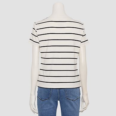 Women's Nine West Adaptive Ribbed Short Sleeve Button-Down Top