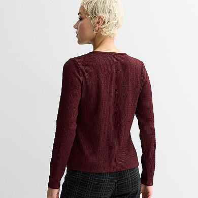 Women's Nine West Long Sleeve Button Front Top