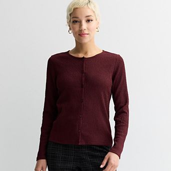 Women's Nine West Long Sleeve Button Front Top