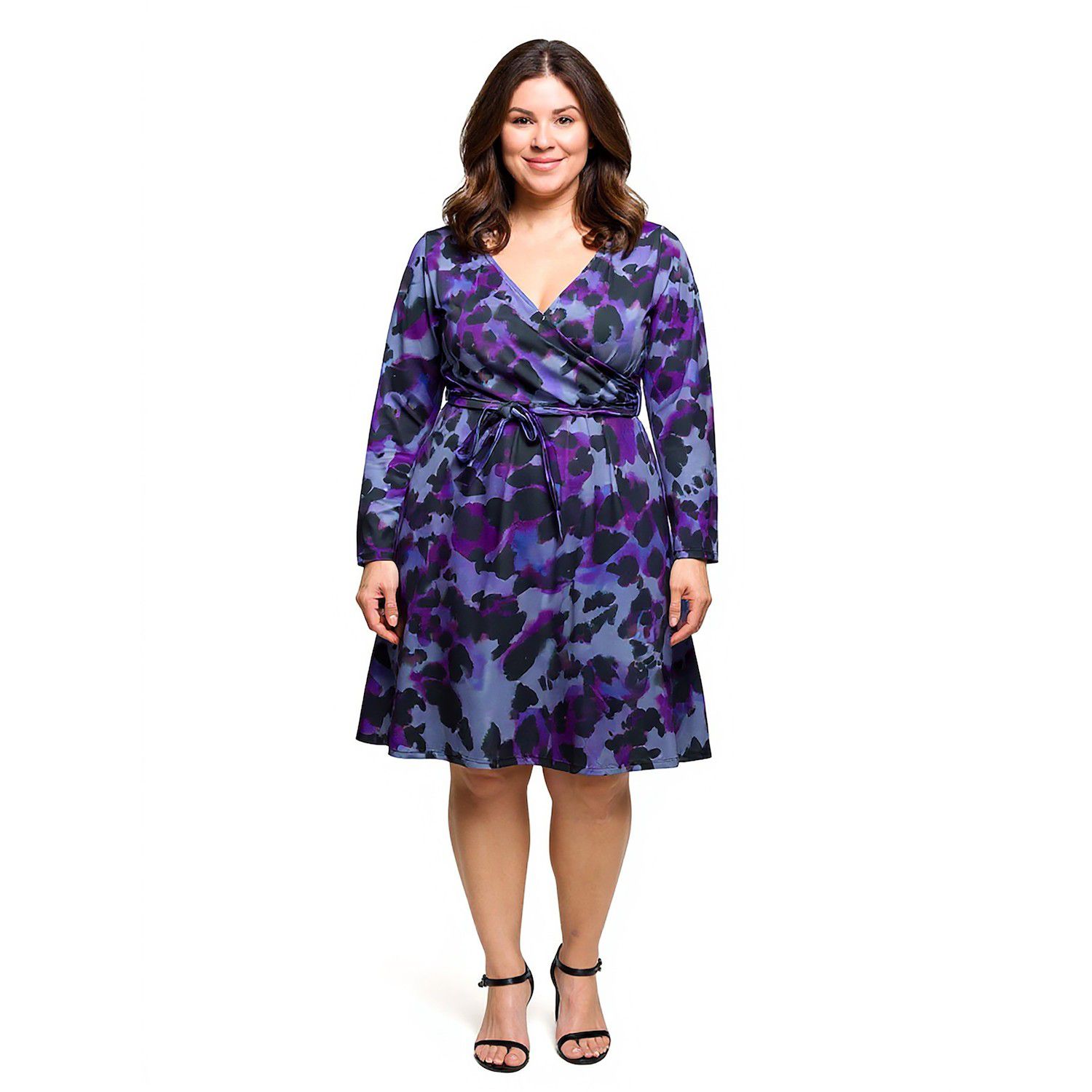 Женские платья 24Seven Comfort Apparel Plus Size 24Seven Comfort Apparel Long Sleeve Empire Waist Dress