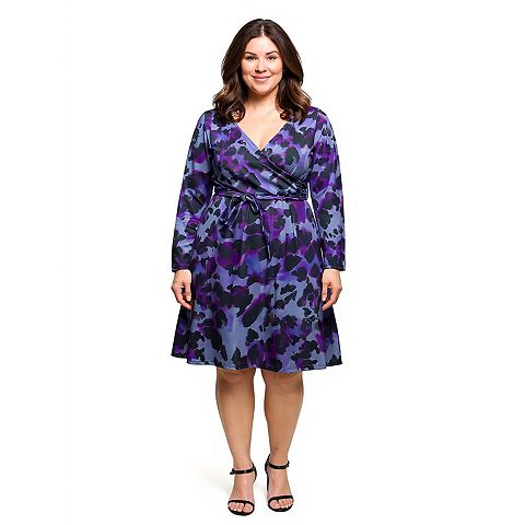 Женские платья 24Seven Plus Size 24Seven Comfort Apparel Long Sleeve Empire Waist Dress
