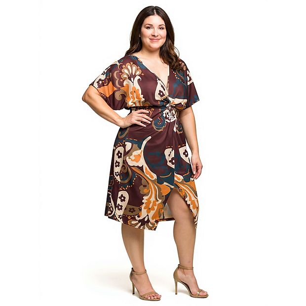 knee length dresses for ladies Textured Knot Front Midi Dress – Urban Planet