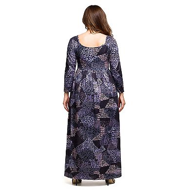 Plus Size 24Seven Comfort Apparel Long Sleeve Empire Waist Maxi Dress