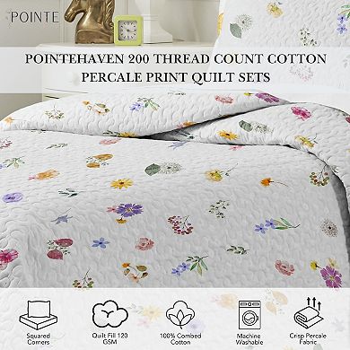 Pointehaven 200 Thread Count Cotton Percale Quilt Set