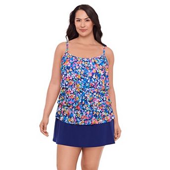 Plus Size Bal Harbour Triple Tier Tankini Swim Top