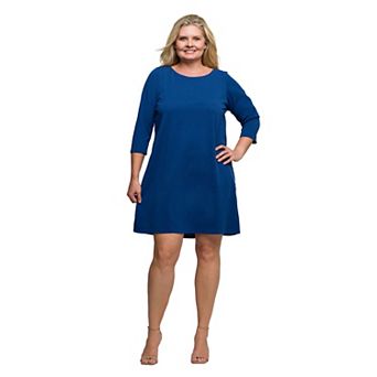 Plus Size 24Seven Comfort Apparel Three-Quarter Sleeve A-Line Knee Length Dress