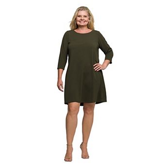Plus Size 24Seven Comfort Apparel Three-Quarter Sleeve A-Line Knee Length Dress