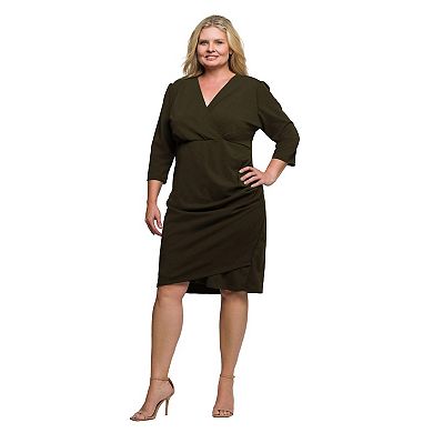Plus Size 24Seven Comfort Apparel V-Neck Faux Wrap Dress