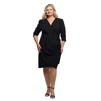 Funeral Outfit Pants Ladies Dresses Black Sheath Dress Plus Size Plus Size  24Seven Comfort Apparel V-Neck Faux Wrap Dress