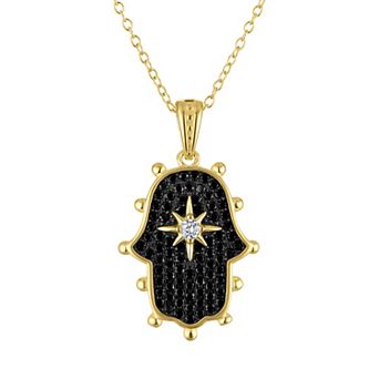 Designs by Gioelli Sterling Silver Cubic Zirconia Hamsa Pendant Necklace