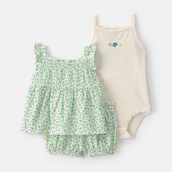 Baby Girl Carter's 3 pc Shell Top, Bodysuit & Shorts Set
