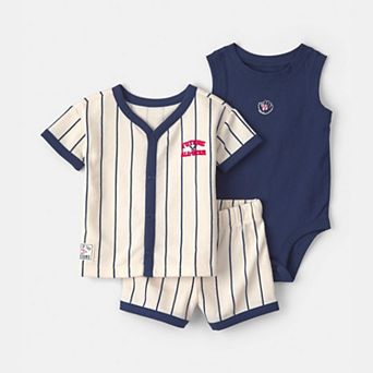 Baby Boy Carter's 3 pc Baseball Striped Top, Bodysuit & Shorts Set