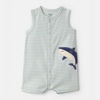 Baby Boy Carter's Striped Shark Romper