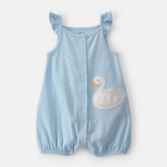Baby Girl Carter's Swan Polka Dot Sleeveless Romper