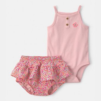 Baby Girl Carter's 2 pc Floral Sleeveless Bodysuit & Ruffle Shorts Set
