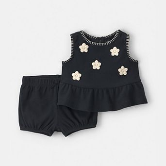Baby Girl Carter's 2 pc Floral Embroidered Top & Short Set