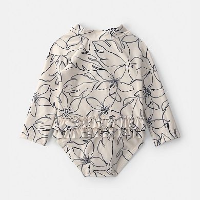 Baby Girl Carter's 2-Piece Floral Rashguard Swimsuit & Hat Set