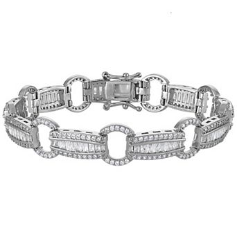 Ivy Sharpe Silver Plated Bold Cubic Zirconia Bracelet