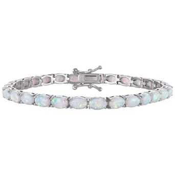 Ivy Sharpe Silver Plated Lab-Created Opal Tennis Bracelet
