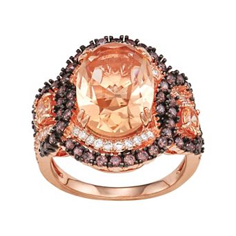 Ivy Sharpe Rose Gold-Tone Cubic Zirconia Round Ring