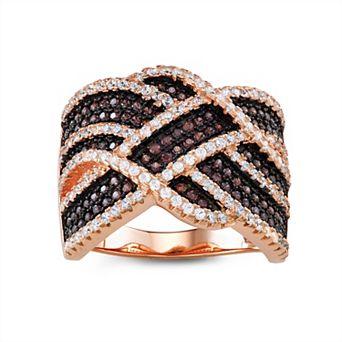 Ivy Sharpe Rose Gold-Tone Cubic Zirconia Criss Cross Ring
