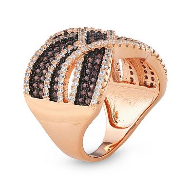 Ivy Sharpe Rose Gold-Tone Cubic Zirconia Criss Cross Ring