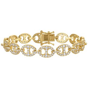 Ivy Sharpe Sterling Silver Gold-Tone Cubic Zirconia Link Bracelet