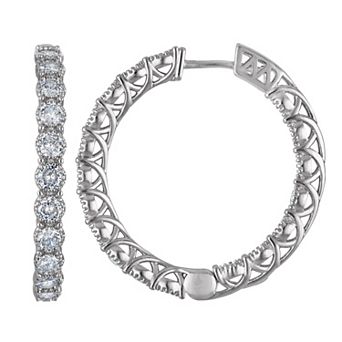 Ivy Sharpe Sterling Silver Silver-Tone Cubic Zirconia Hoop Earrings