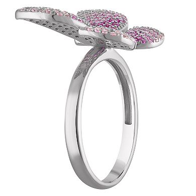 Designs by Gioelli Sterling Silver Cubic Zirconia Butterfly Ring
