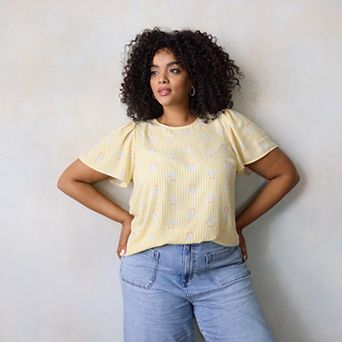 Plus Size LC Lauren Conrad Bell Sleeve Blouse