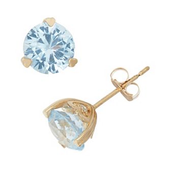 Tiara 10k Gold Gemstone And Diamond Accent Stud Earrings