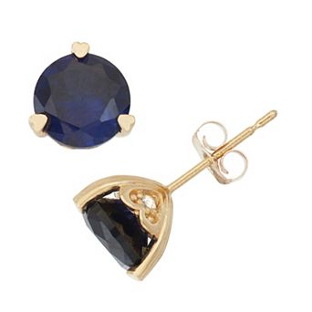 Tiara 10k Gold Gemstone And Diamond Accent Stud Earrings