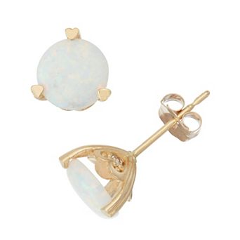 Tiara 10k Gold Gemstone And Diamond Accent Stud Earrings