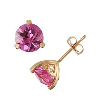 Tiara 10k Gold Lab-Created Gemstone Accent Stud Earrings